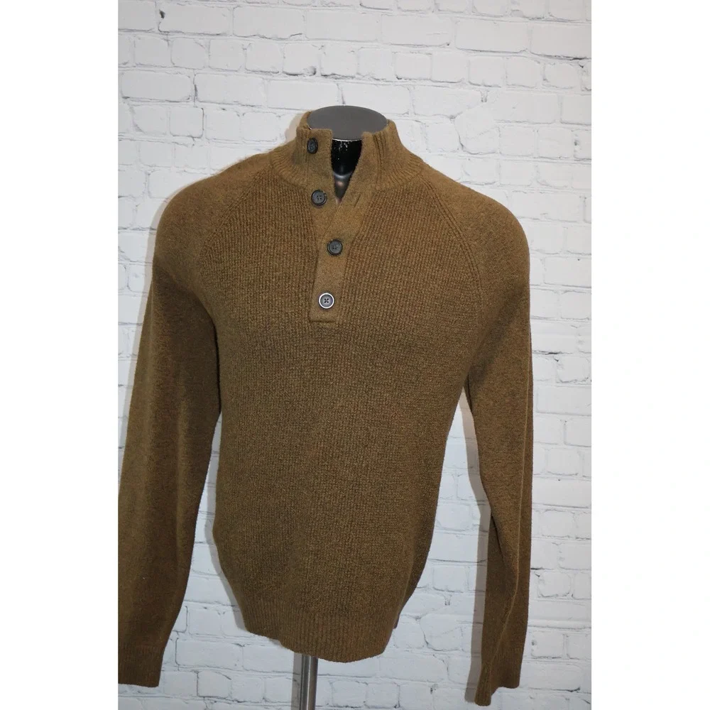 Banana Republic Sweater Mens XL Brown Mock Neck Button Pullover Henley
